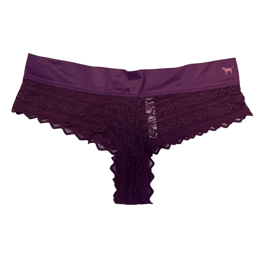 NEW PINK‎ Victoria's Secret Purple Lace Cheeky Panties Size M/M